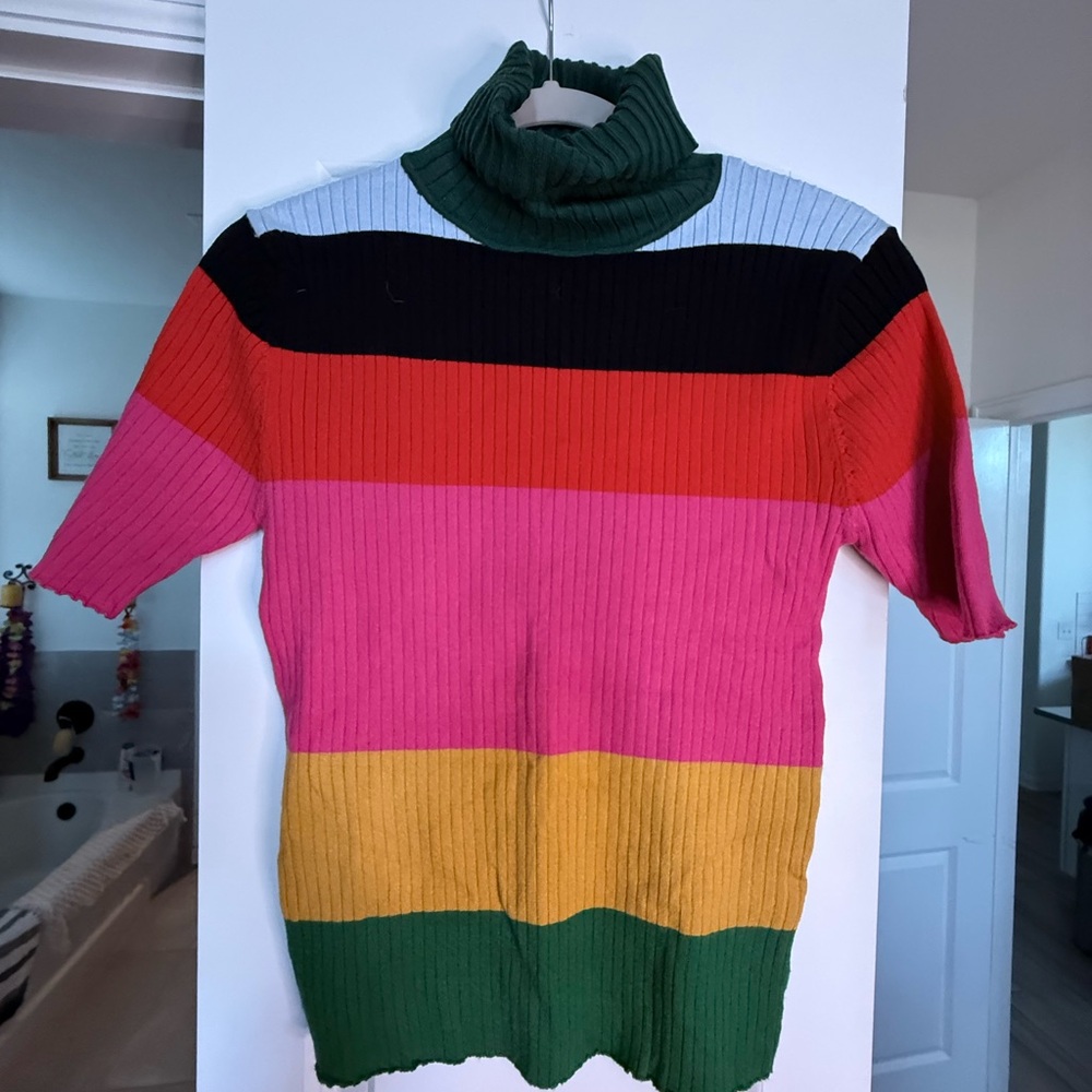 JODIFL Colorful Striped Turtleneck Sweater